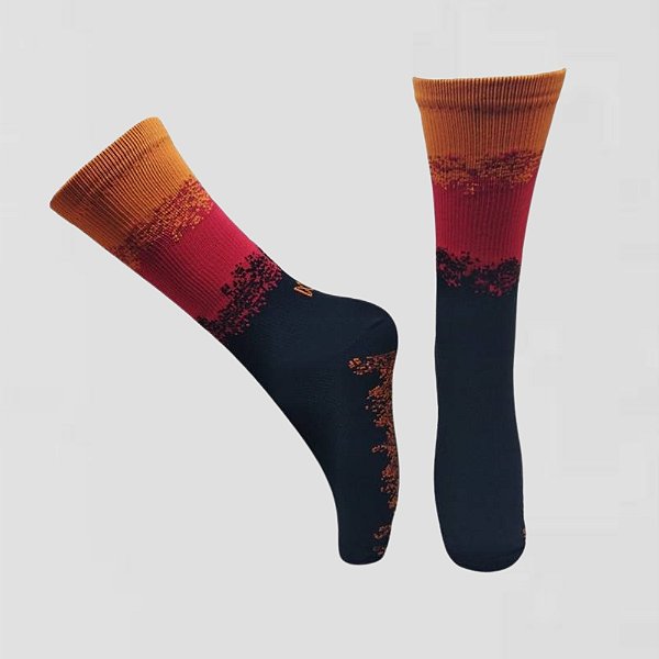 Meia Cano Médio Divertida em Poliamida Respingo - LARANJA/VERMELHO/PRETO