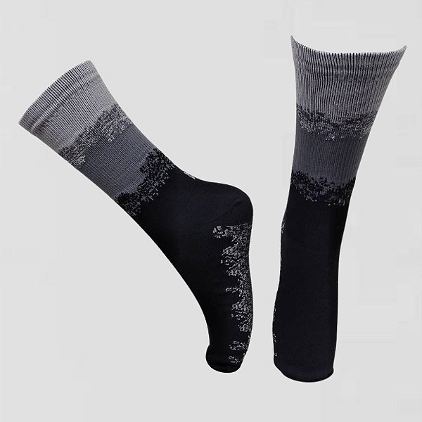 Meia Cano Médio Divertida em Poliamida Respingo - PRETO/CHUMBO/CINZA