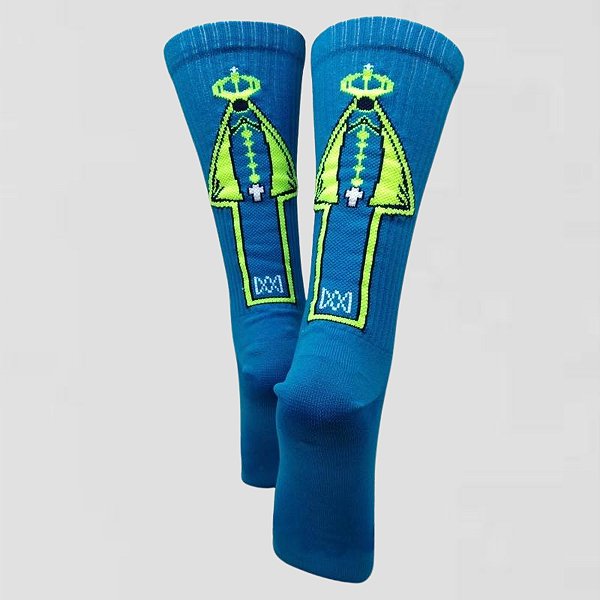 Meia Cano Alto Divertida Rota da Fé em Poliamida - AZUL