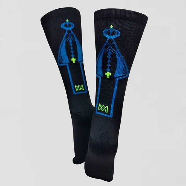 Meia Cano Alto Divertida Rota da Fé em Poliamida - PRETA