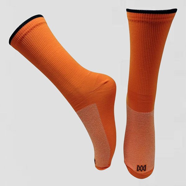 Meia Cano Médio em Poliamida Castel Coloridos - LARANJA COM PRETO