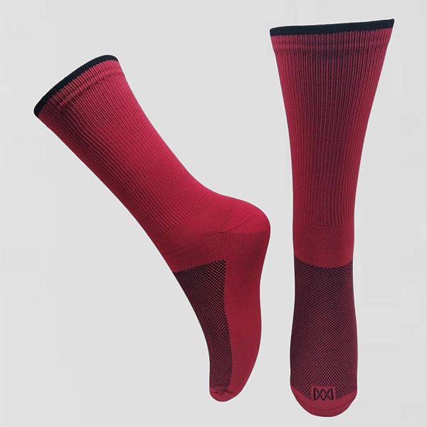 Meia Cano Médio em Poliamida Castel Coloridos - VERMELHO COM PRETO