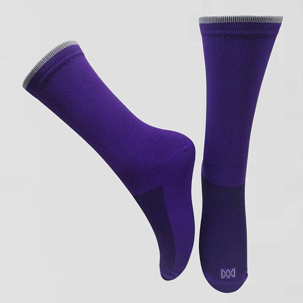 Meia Cano Médio em Poliamida Castel Coloridos - ROXO COM CINZA