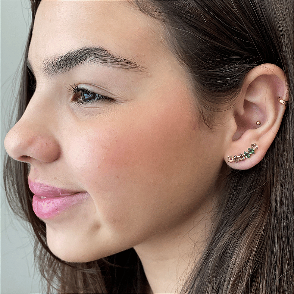 Ear cuff pedras coloridas