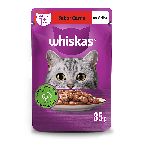 Whiskas Sachê Carne Ao Molho 85gr