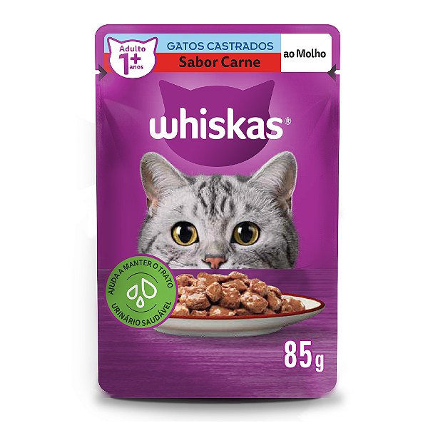 Whiskas Sachê Castrado Carne 85gr