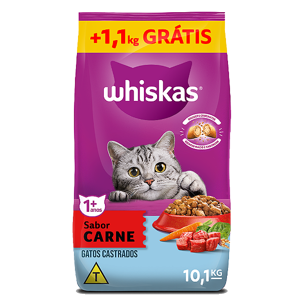 WHISKAS CASTRADOS CARNE BB L10,1P9KG