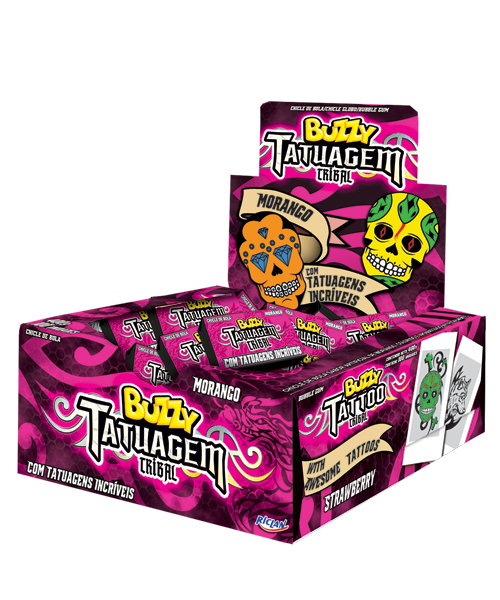 CHICLE BUZZY TATTOO TRIBAL TUTTI FRUTTI 20X100UN
