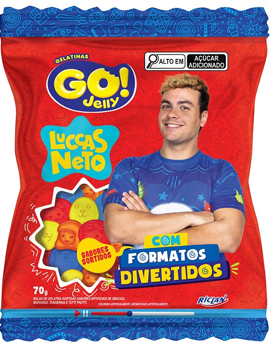 BALA GELATINA GO JELLY LUCCAS NETO SABORES SORTIDOS 12X70G