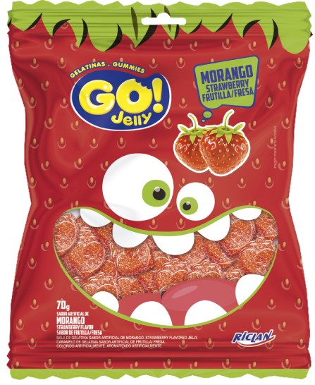 BALA GELATINA GO JELLY MORANGO 12X70G