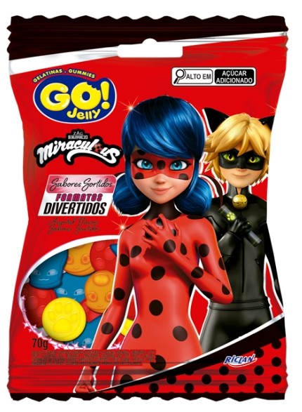 BALA GELATINA GO JELLY LADYBUG SORTIDO 12X70G