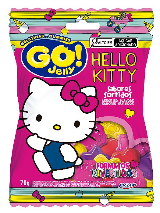 BALA GELATINA GO JELLY HELLO KITTY SABORES SORTIDOS 12X70G