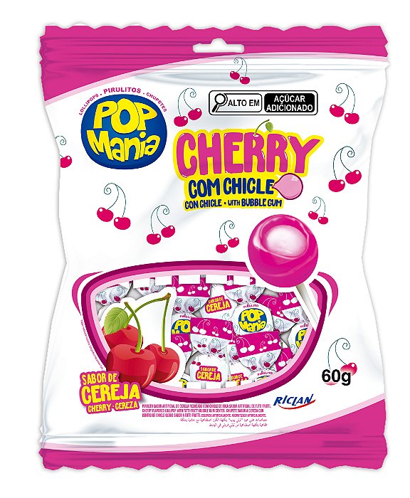 PIRULITO POP MANIA CHERRY 20X50X12G