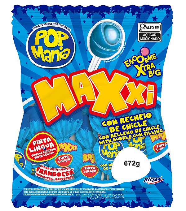 PIRULITO POP MANIA MAXXI FRAMBOESA 12X24X28G