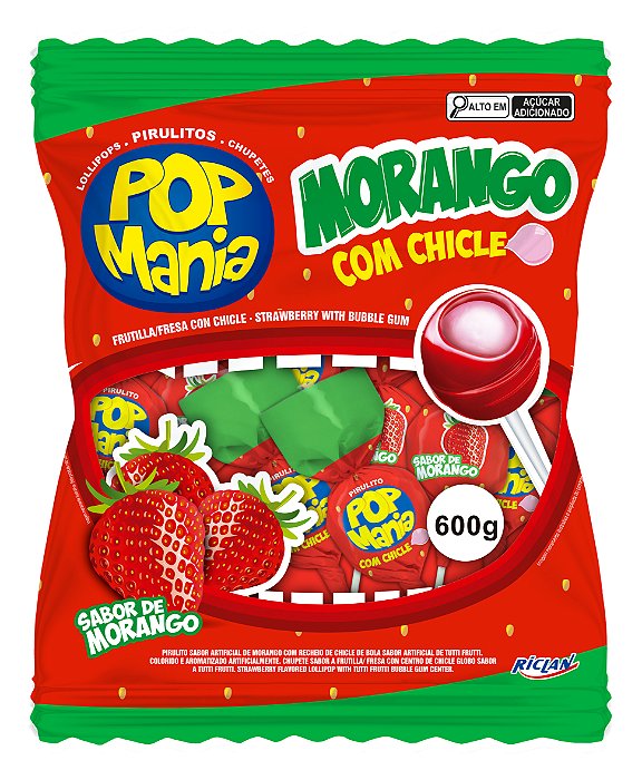 PIRULITO POP MANIA MORANGO 20X50X12G