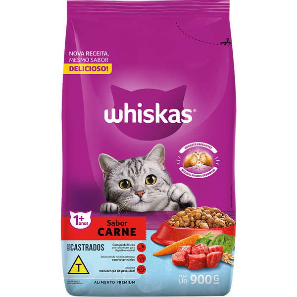 WHISKAS CASTRADO CARNE 900GR