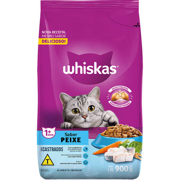 WHISKAS CASTRADO PEIXE 900GR