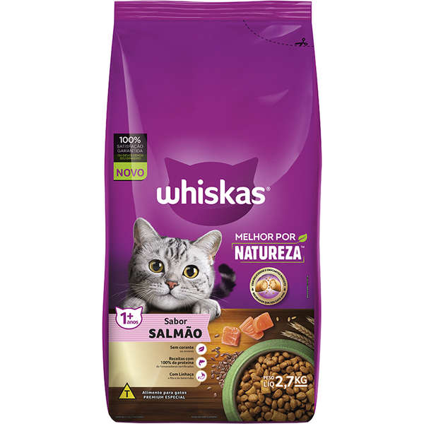 WHISKAS ADULTO MELHOR POR NATUREZA SABOR SALMÃO 2,7KG