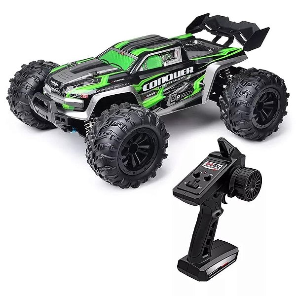 Automodelo Elétrico Conquer Verde Carro De Controle Remoto Offroad
