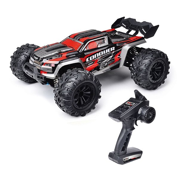 Automodelo Elétrico Conquer Vermelho Carro De Controle Remoto Offroad