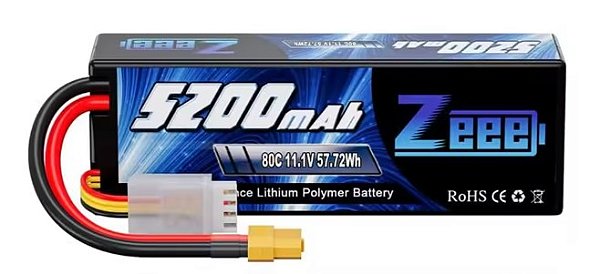 Bateria Lipo para Modelismo ZEEE 3S 11.1V 5200 mAh 80C plug XT60