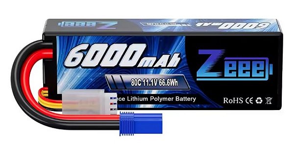 Bateria Lipo para Modelismo ZEEE 3S 11.1V 6000 mAh 80C plug EC5