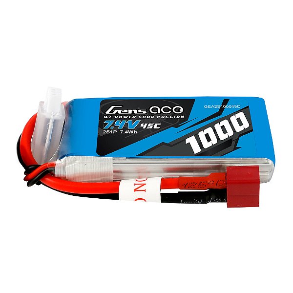 Bateria Lipo Gens Ace 2S 7.4V 1000 mAh 45C plug T