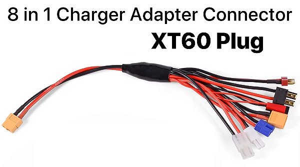 Cabo Adaptador para carregamento de bateria Lipo XT60 8 em 1