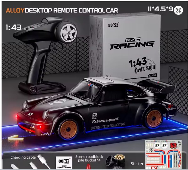 Automodelo Elétrico para Drift 1/43 Porsche com Gyro