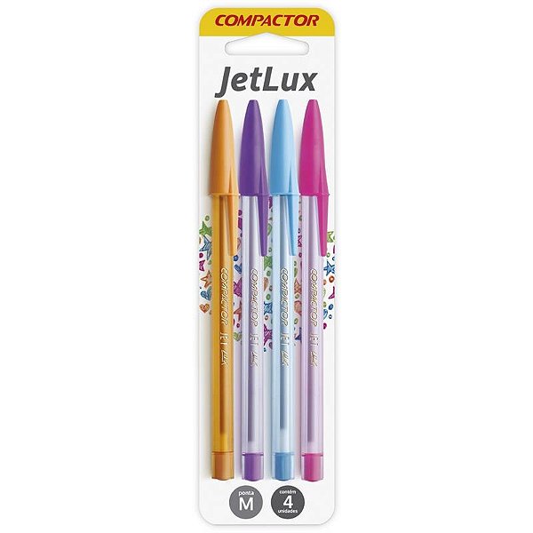Caneta esferográfica Jet Lux 4 Cores (Lr/Rx/Az/Rs) - Compactor