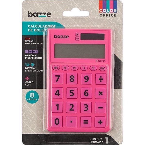 Calculadora de Bolso 8 Dígitos Bazze Rosa - Summit