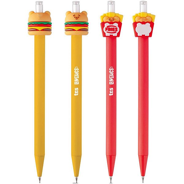 Lapiseira 0,7 mm Tris Lanches Retrátil com Borracha 2 modelos - Summit