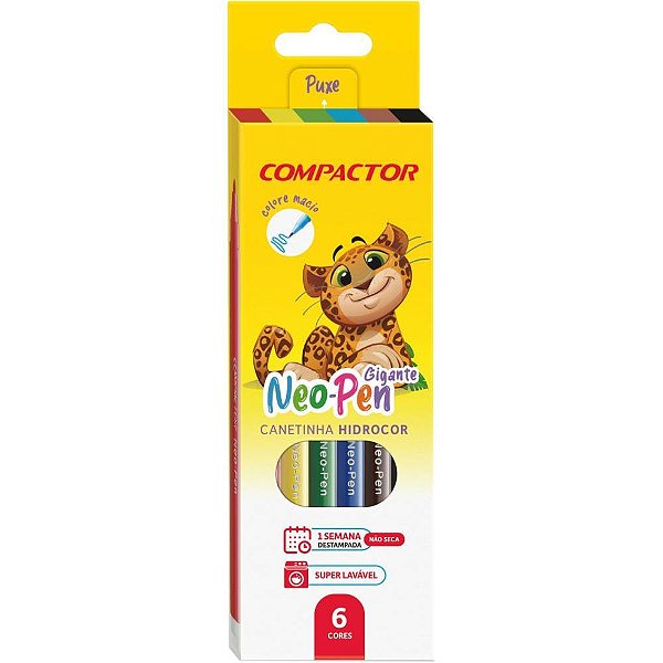 Caneta Hidrográfica Neo-Pen Gigante 06 cores - Compactor