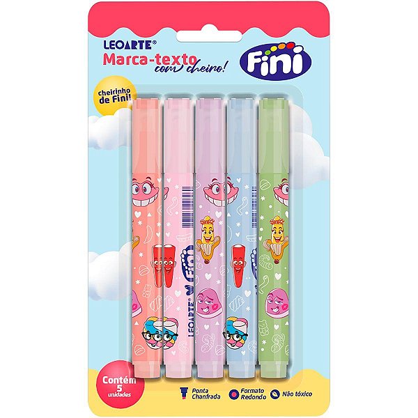 Caneta Marca Texto Fini com Aroma 5 cores - Leonora