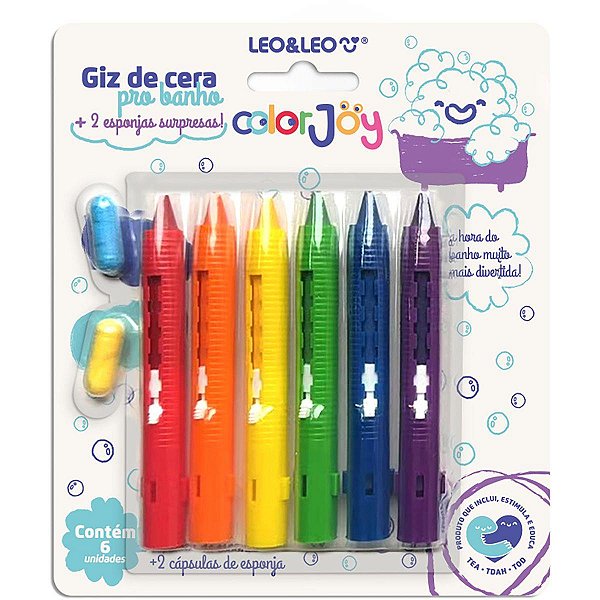 Giz de Cera Fino Retrátil para Banho com 02 Surpresas - Leonora