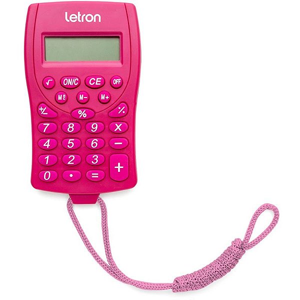 Calculadora de Bolso 8 Dígitos Rosa com Cordão e Bateria - Leonora