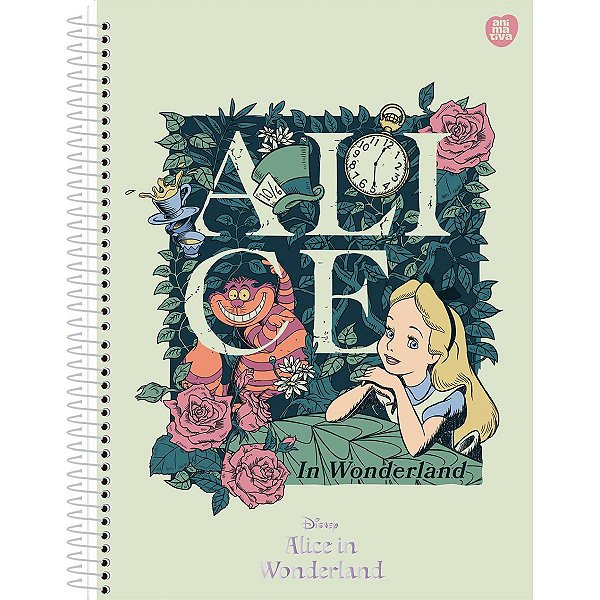 Caderno 10x1 Capa Dura Alice In Wonderland 160 fls. - Animativa