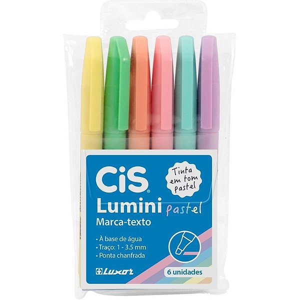 Caneta marca texto Cis Lumini Tons Pastel 6 Cores - Sertic