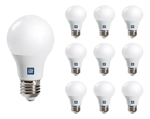Kit 10 Lâmpadas Led Bulbo 12w 6500k Branco Frio E27 Ultraluz