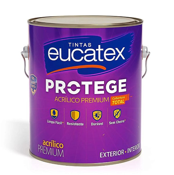 Tinta Eucatex Protege Acetinado Premium Lavável Antimofo Sem Cheiro Branco 3,6L
