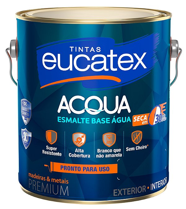 Tinta Esmalte Brilhante Acqua Metal Madeira 900ml 6 Cores