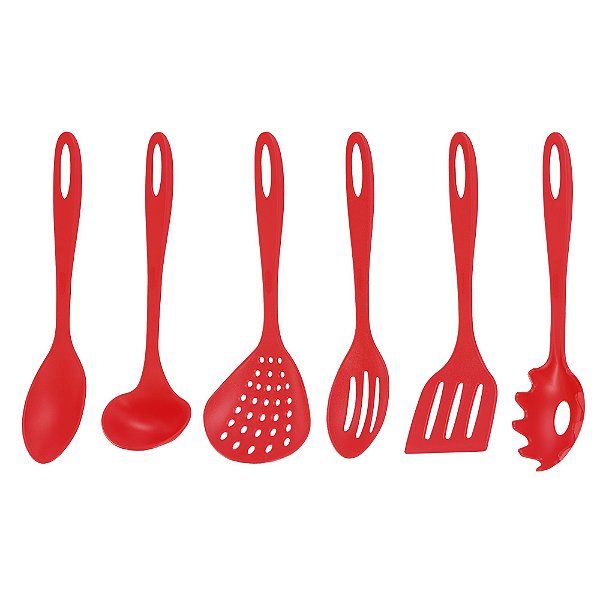 Jogo de Utensilios 6 Peças de Nylon Utily Vermelho