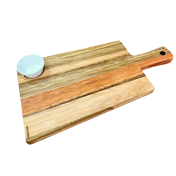 Tábua Servir Hambúrguer Lanches com Molheira Utily 18x36cm