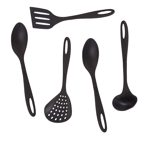 Jogo de Utensilios 5 Peças de Nylon Utily Preto