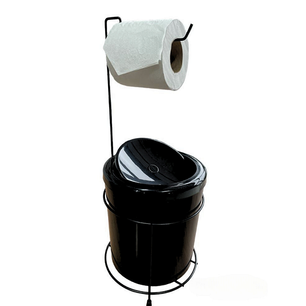 Lixeira Basculante Com Suporte Papel Higiênico 5LT Haus Preta