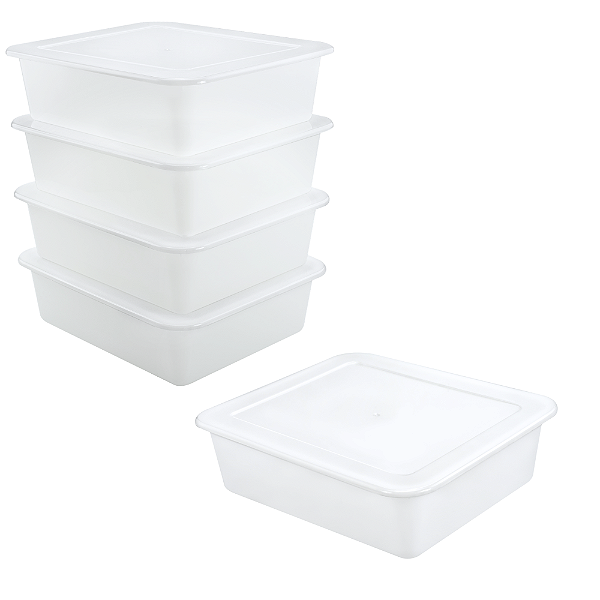 Kit 5 Bandejas com Tampa 8 Litros para Restaurante – Plástica Profissional Cozinha Industrial