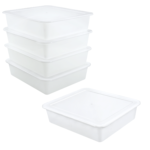 Kit 5 Bandejas com Tampa 12 Litros para Restaurante – Plástica Profissional Cozinha Industrial