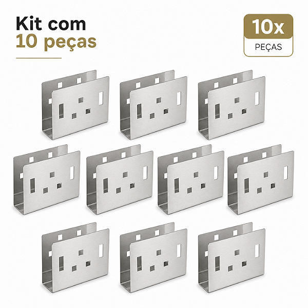 Kit 10 Porta Guardanapo Inox Mesa Restaurante Cozinha Aço Inox Utily