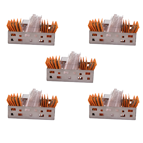 Kit 5 Porta Sachês Inox Organizador de Mesa Restaurante Bar Utily