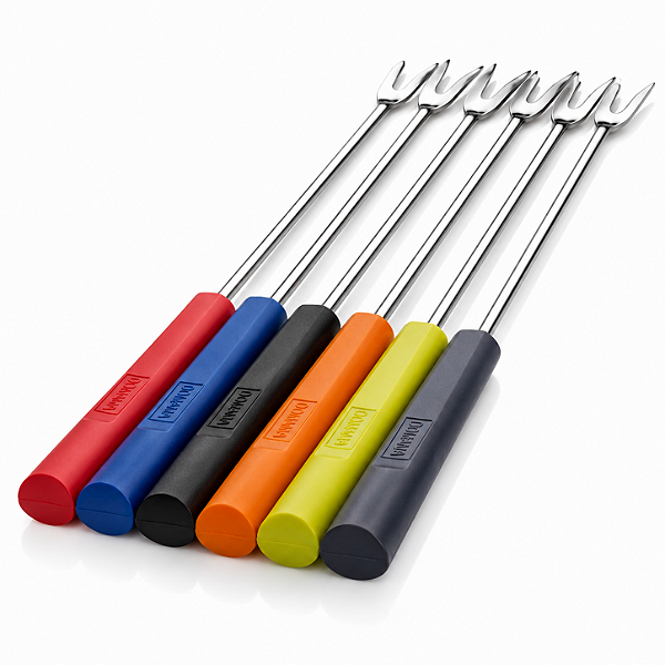 Kit 6 Garfos Para Fondue Inox 23cm Cabo Colorido Reposição Utily